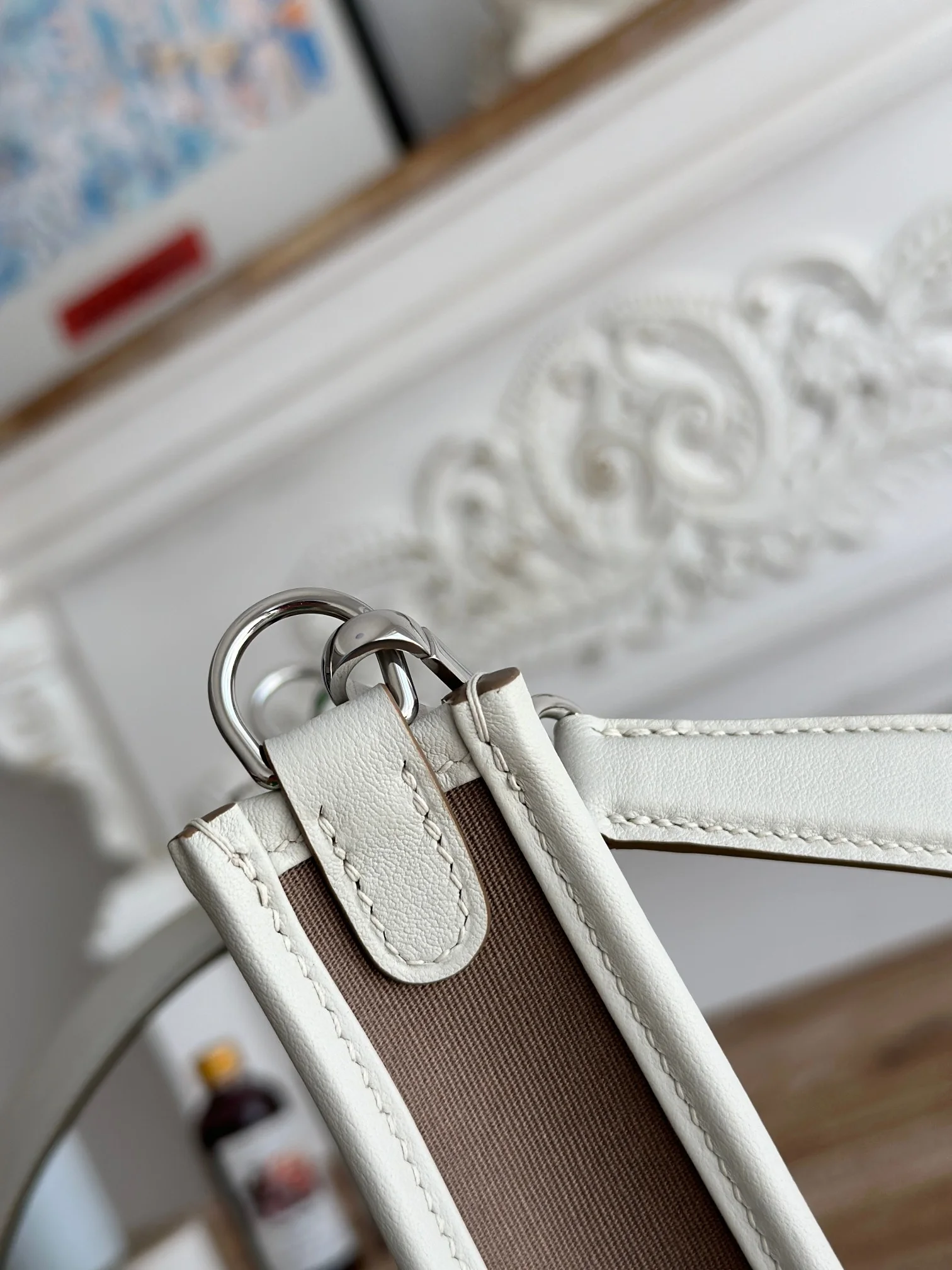 HERMES Shoulder Bags Canvas Leather (Brown-White) 16X29CM I50202608090432 - Image 7