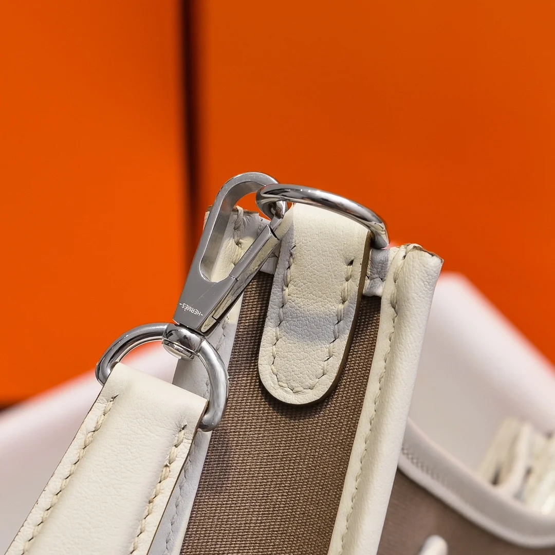 HERMES Shoulder Bags Canvas Leather (Brown-White) 16X29CM I50202608090439 - Image 3