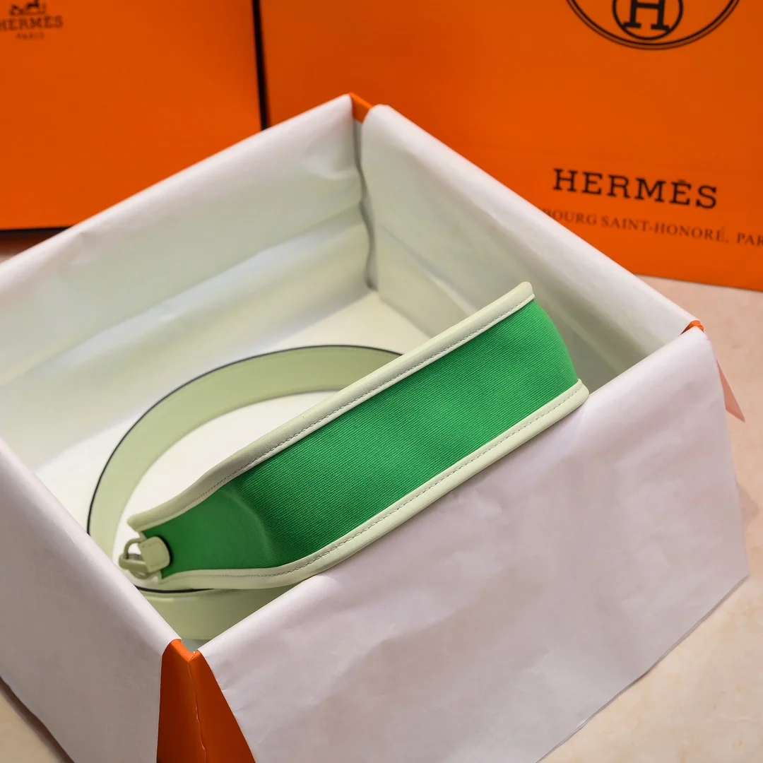 HERMES Shoulder Bags Canvas Leather (Green-White) 16X29CM I50202608090441 - Image 3