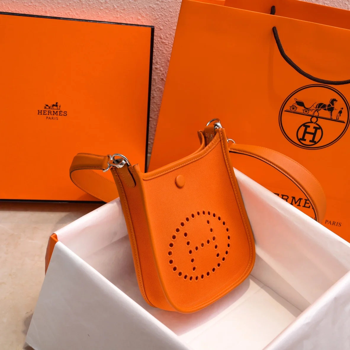 HERMES Shoulder Bags Canvas Leather (Orange) 16X29CM I50202608090440 - Image 6