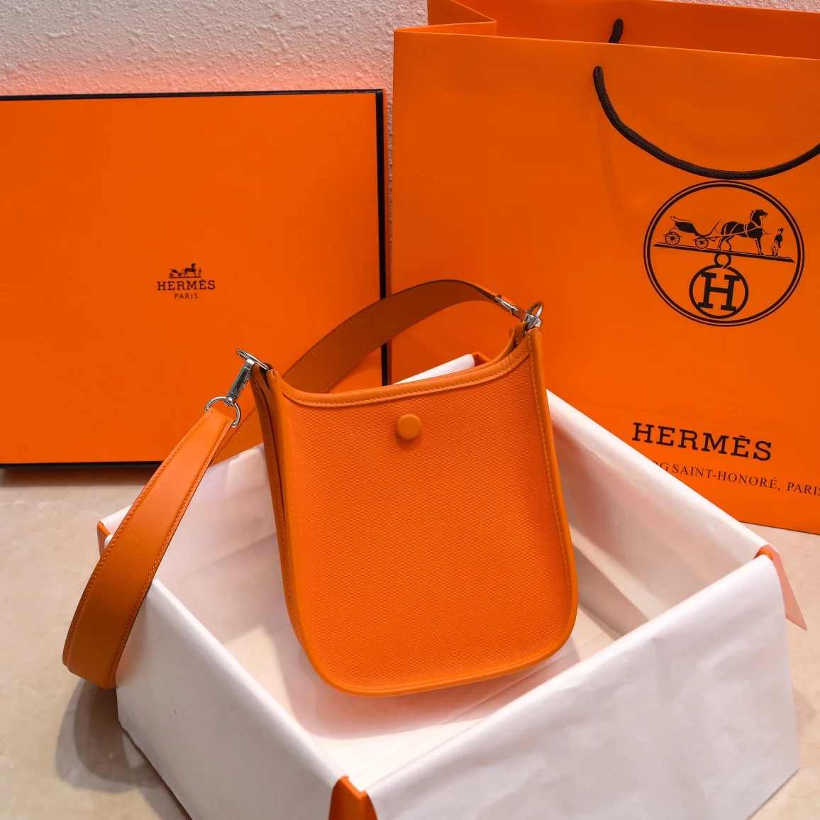 HERMES Shoulder Bags Canvas Leather (Orange) 16X29CM I50202608090440 - Image 7