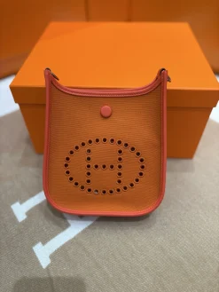 HERMES Shoulder Bags Canvas Togo Leather (Orange-Coral) 16CM I50202608090118