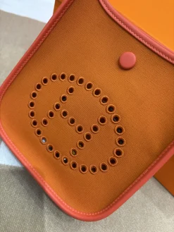 Alternative view of HERMES Shoulder Bags Canvas Togo Leather (Orange-Coral) 16CM I50202608090118