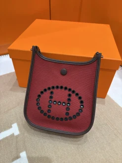 HERMES Shoulder Bags Canvas Togo Leather (Red-Brown) One Size I50202608090122