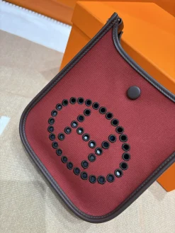 Alternative view of HERMES Shoulder Bags Canvas Togo Leather (Red-Brown) One Size I50202608090122
