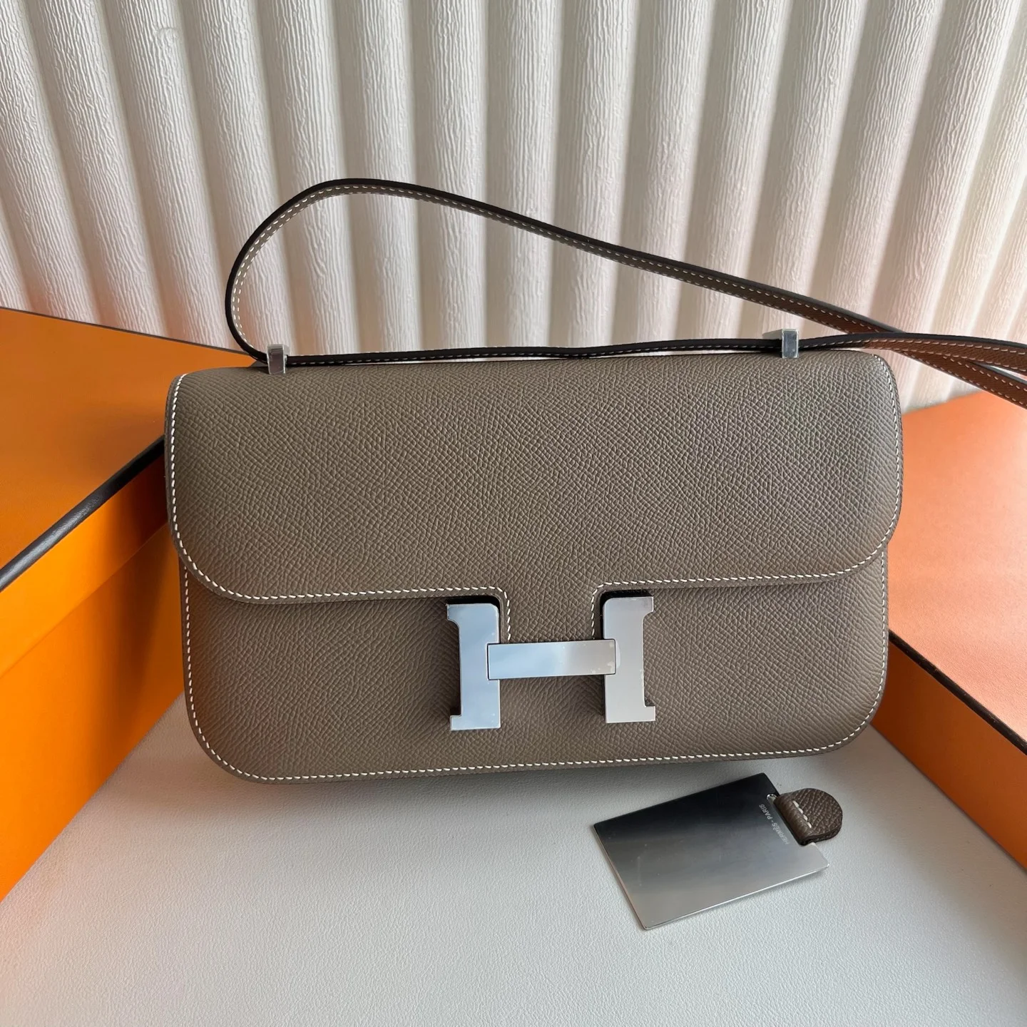 HERMES Shoulder Bags Epsom Leather (Brown-Silver) 24CM A100202608090489