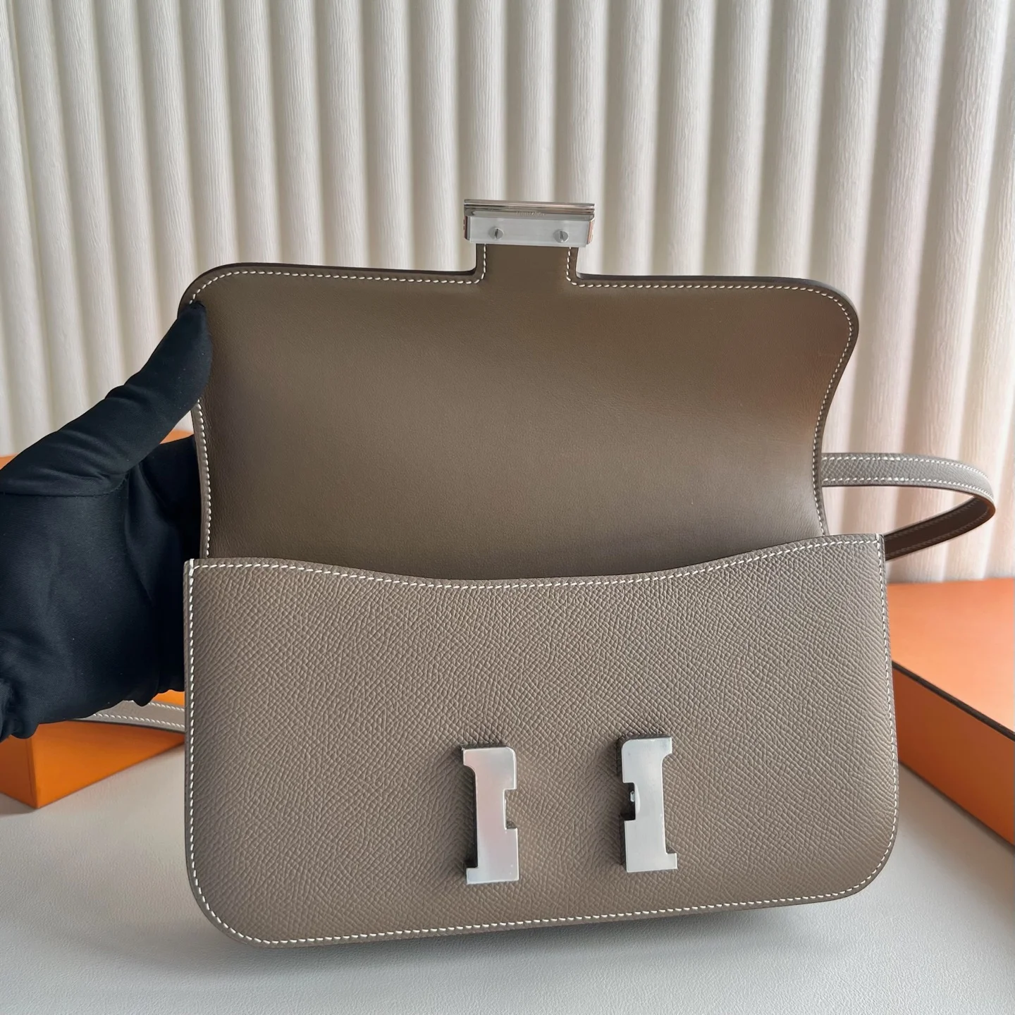 HERMES Shoulder Bags Epsom Leather (Brown-Silver) 24CM A100202608090489 - Image 8