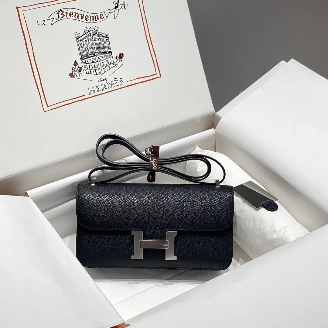HERMES Shoulder Bags Leather (Black-Silver) 24X12X4CM A100202608090534 - Image 2