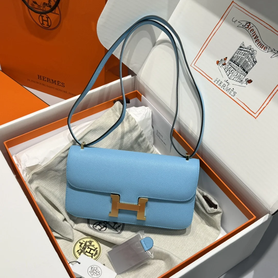 HERMES Shoulder Bags Leather (Blue-Gold) 24X12X4CM A100202608090516