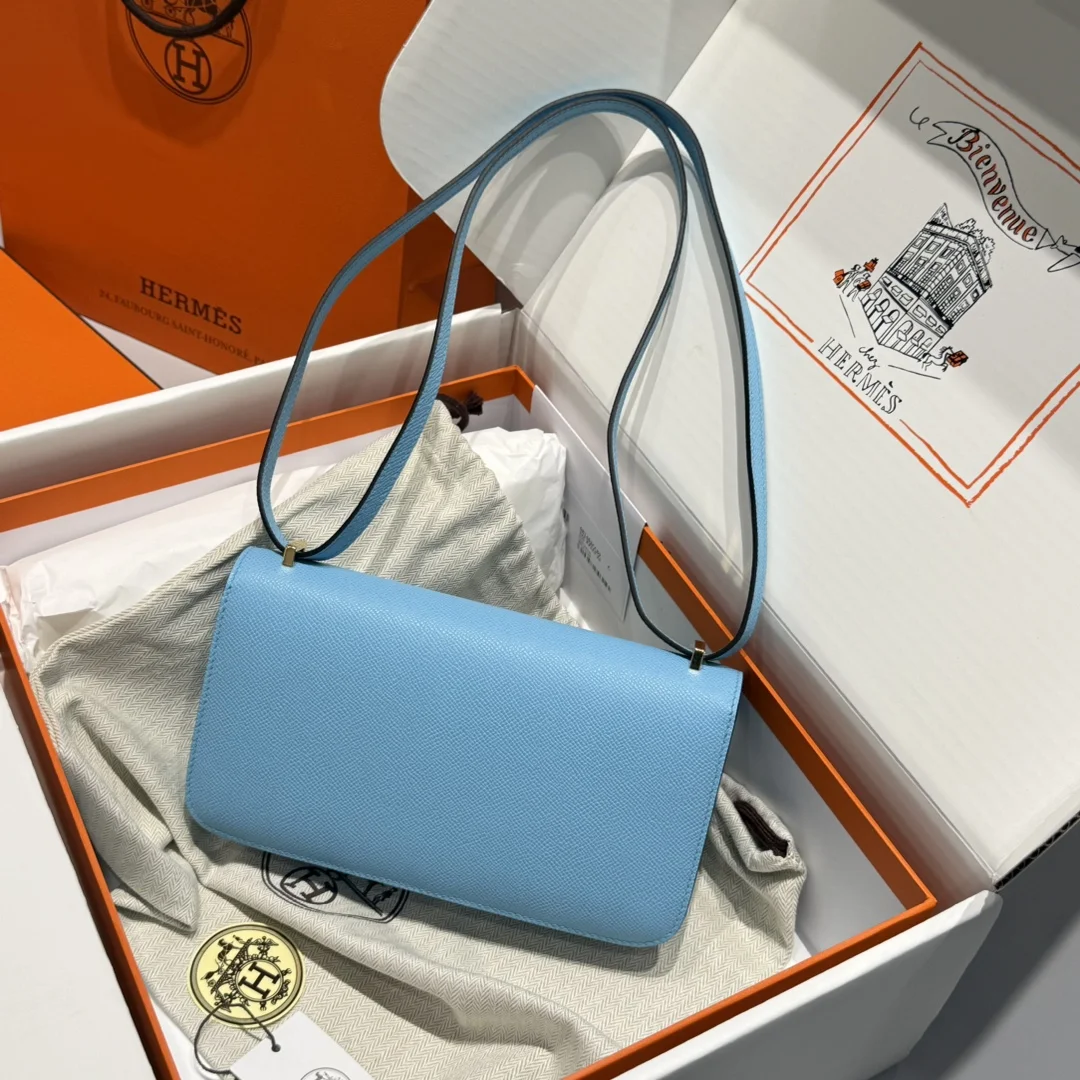 HERMES Shoulder Bags Leather (Blue-Gold) 24X12X4CM A100202608090516 - Image 2