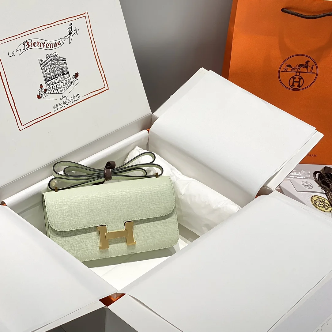 HERMES Shoulder Bags Leather (Green-Gold) 24X12X4CM A100202608090545
