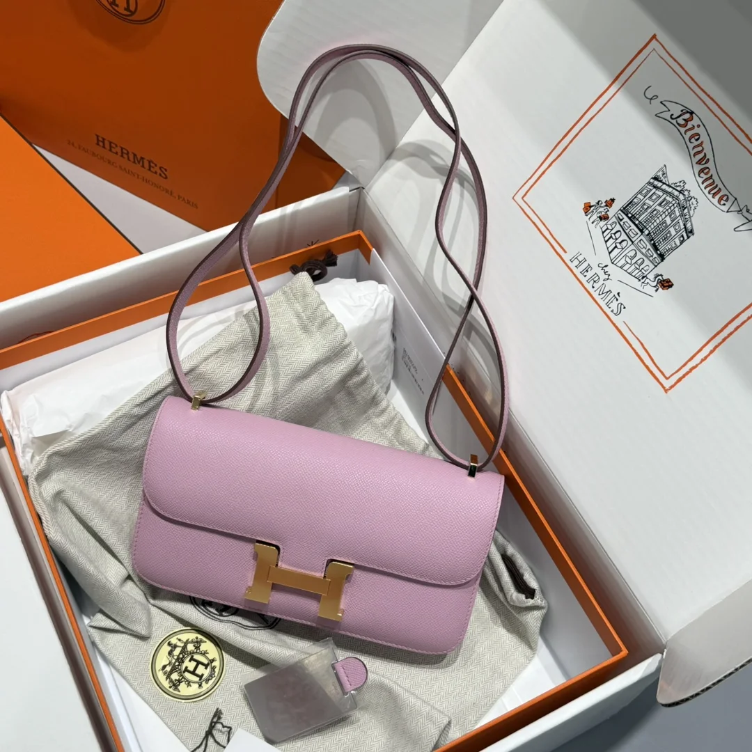 HERMES Shoulder Bags Leather (Pink-Gold) 24X12X4CM A100202608090528