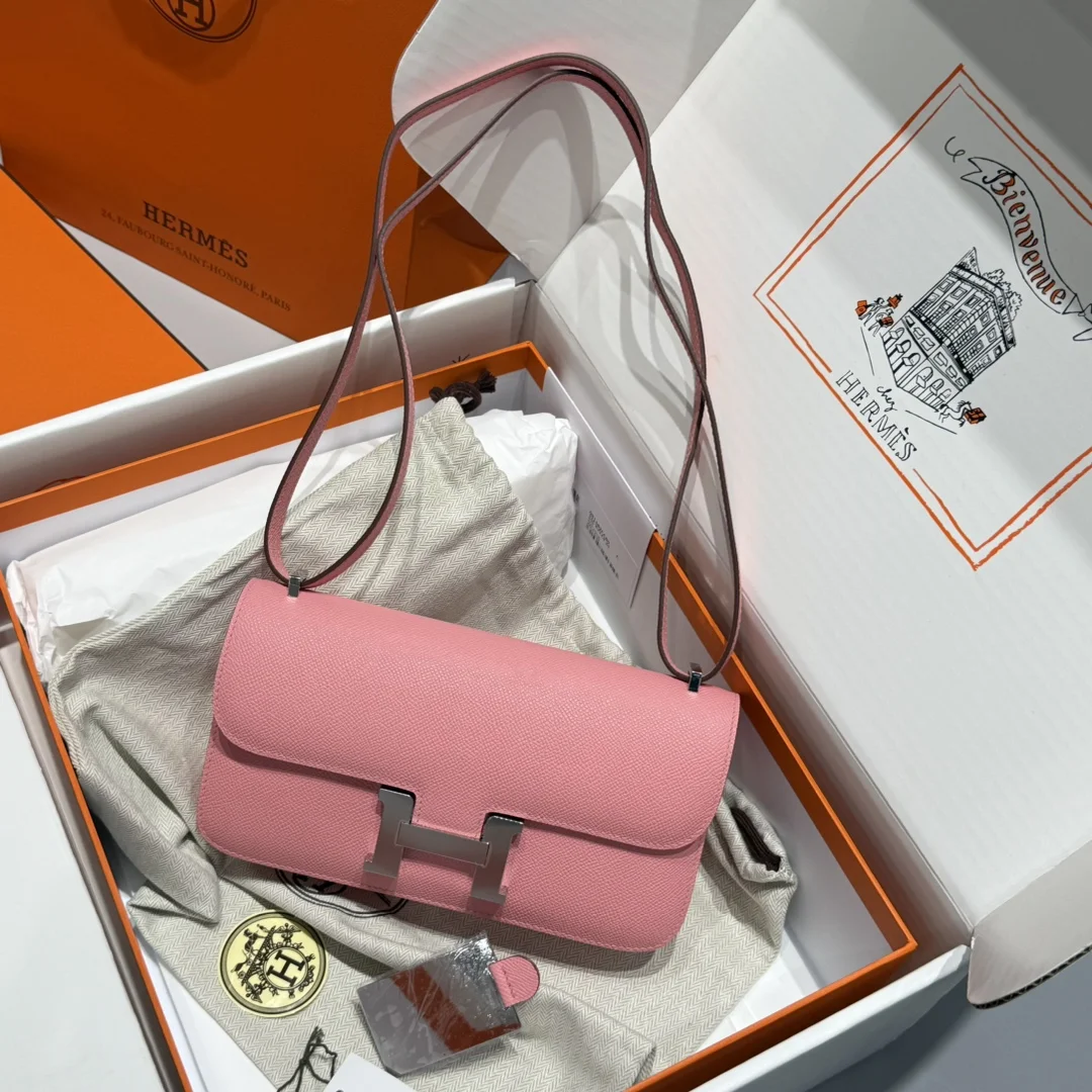 HERMES Shoulder Bags Leather (Pink-Silver) 24X12X4CM A100202608090527
