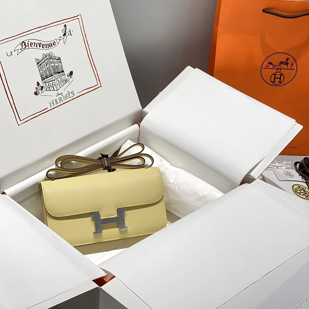 HERMES Shoulder Bags Leather (Yellow-Silver) 24X12X4CM A100202608090539
