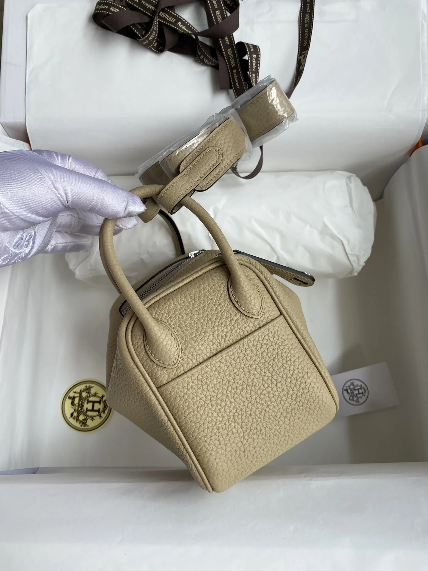 HERMES Shoulder Bags TC Leather (Beige-Silver) 19CM H50202608090414 - Image 3