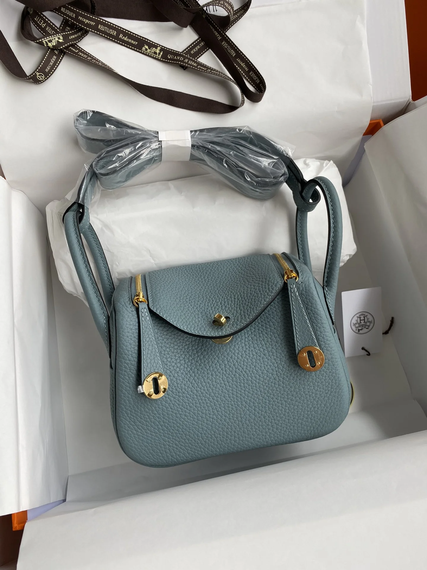 HERMES Shoulder Bags TC Leather (Blue-Gold) 19CM H50202608090387