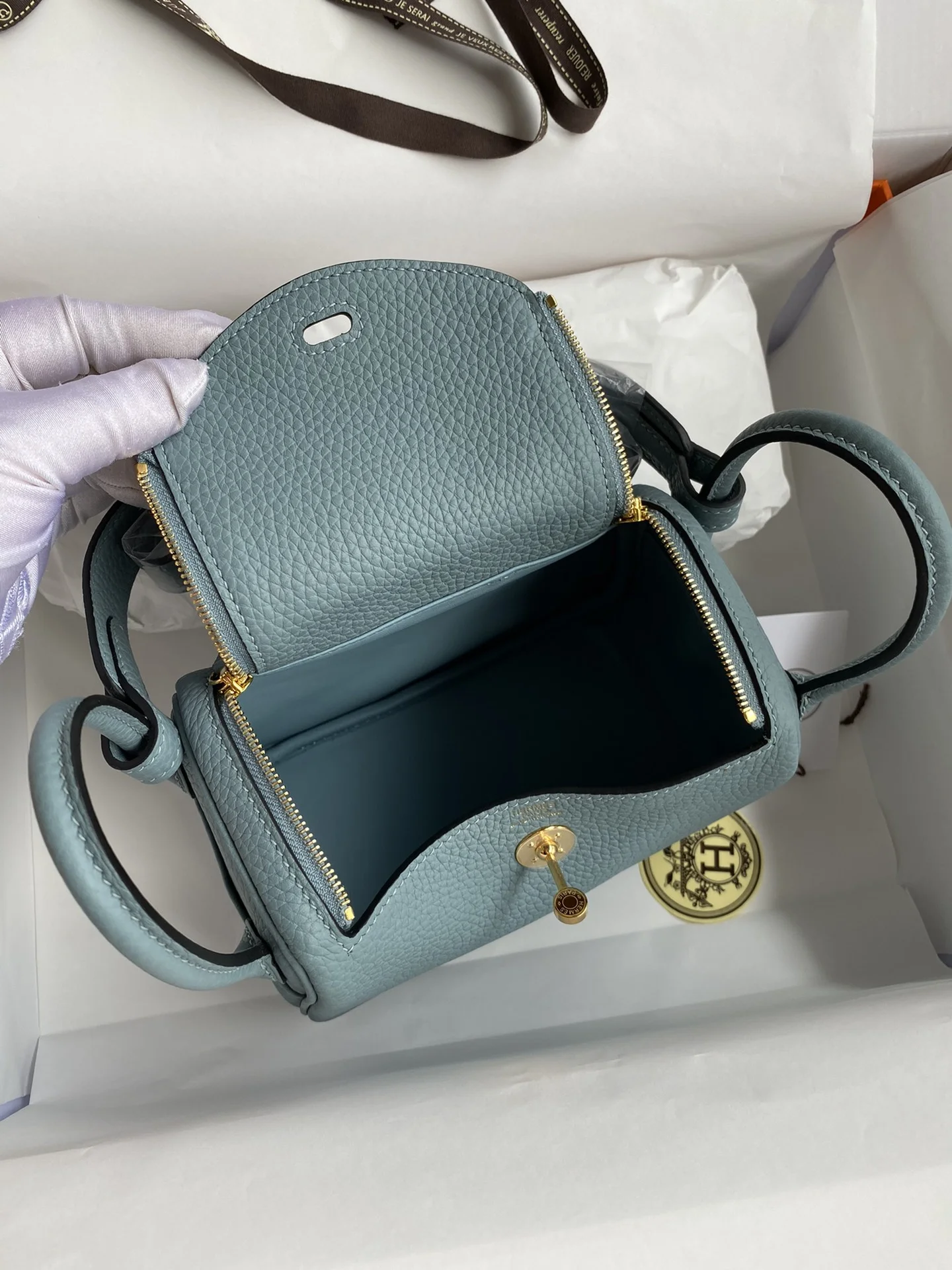 HERMES Shoulder Bags TC Leather (Blue-Gold) 19CM H50202608090387 - Image 6