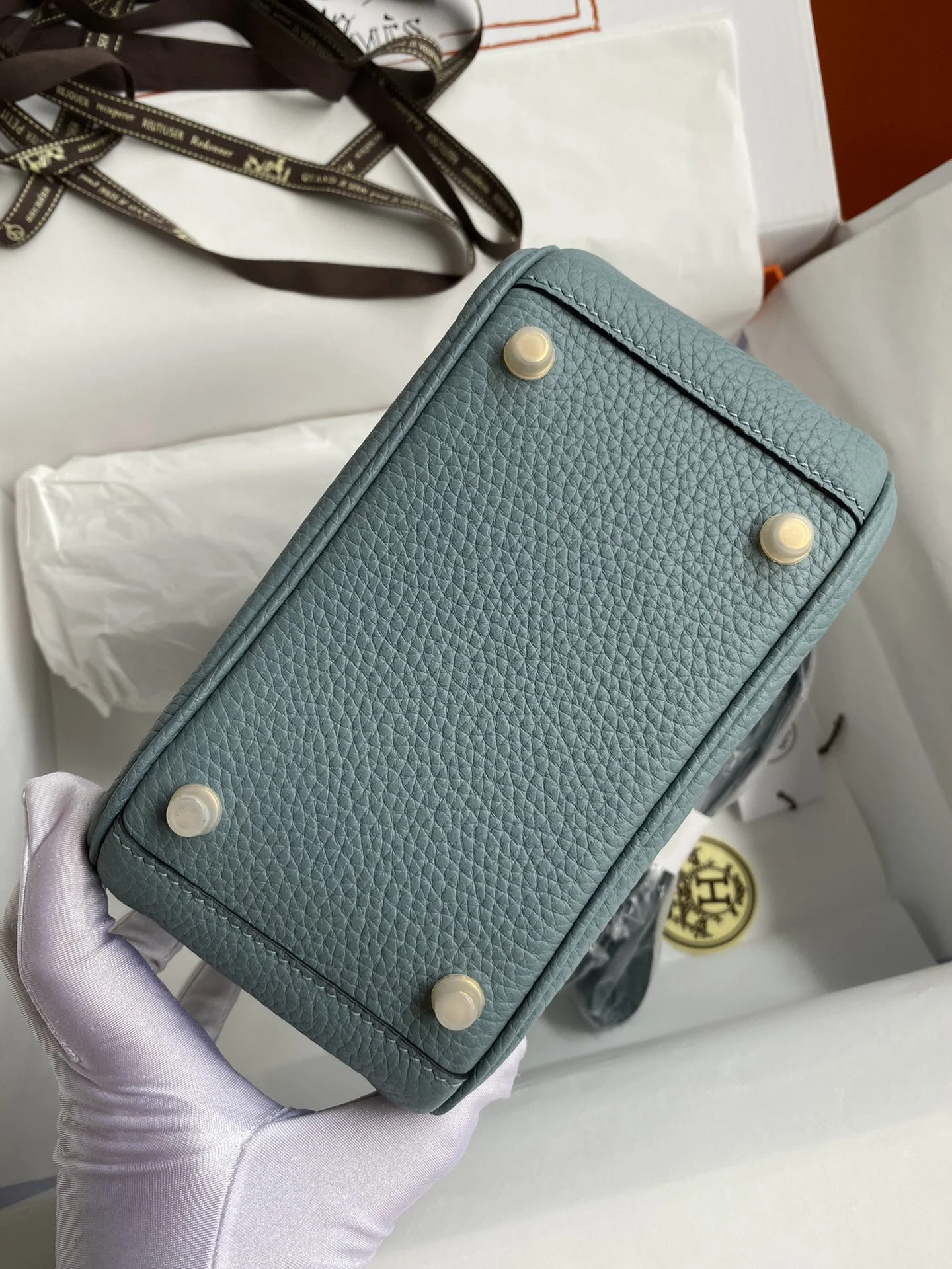 HERMES Shoulder Bags TC Leather (Blue-Gold) 19CM H50202608090387 - Image 8