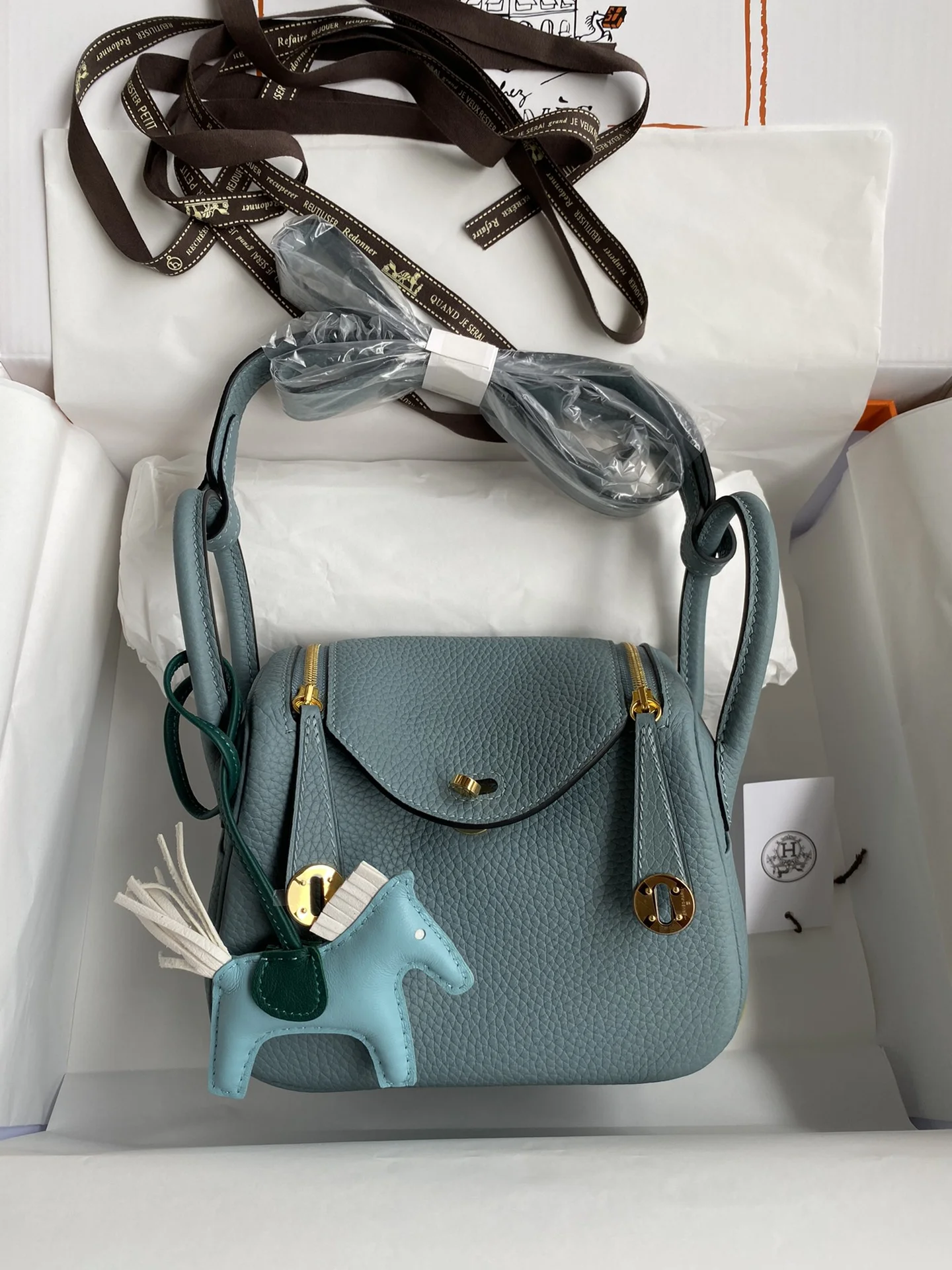 HERMES Shoulder Bags TC Leather (Blue-Gold) 19CM H50202608090387 - Image 9