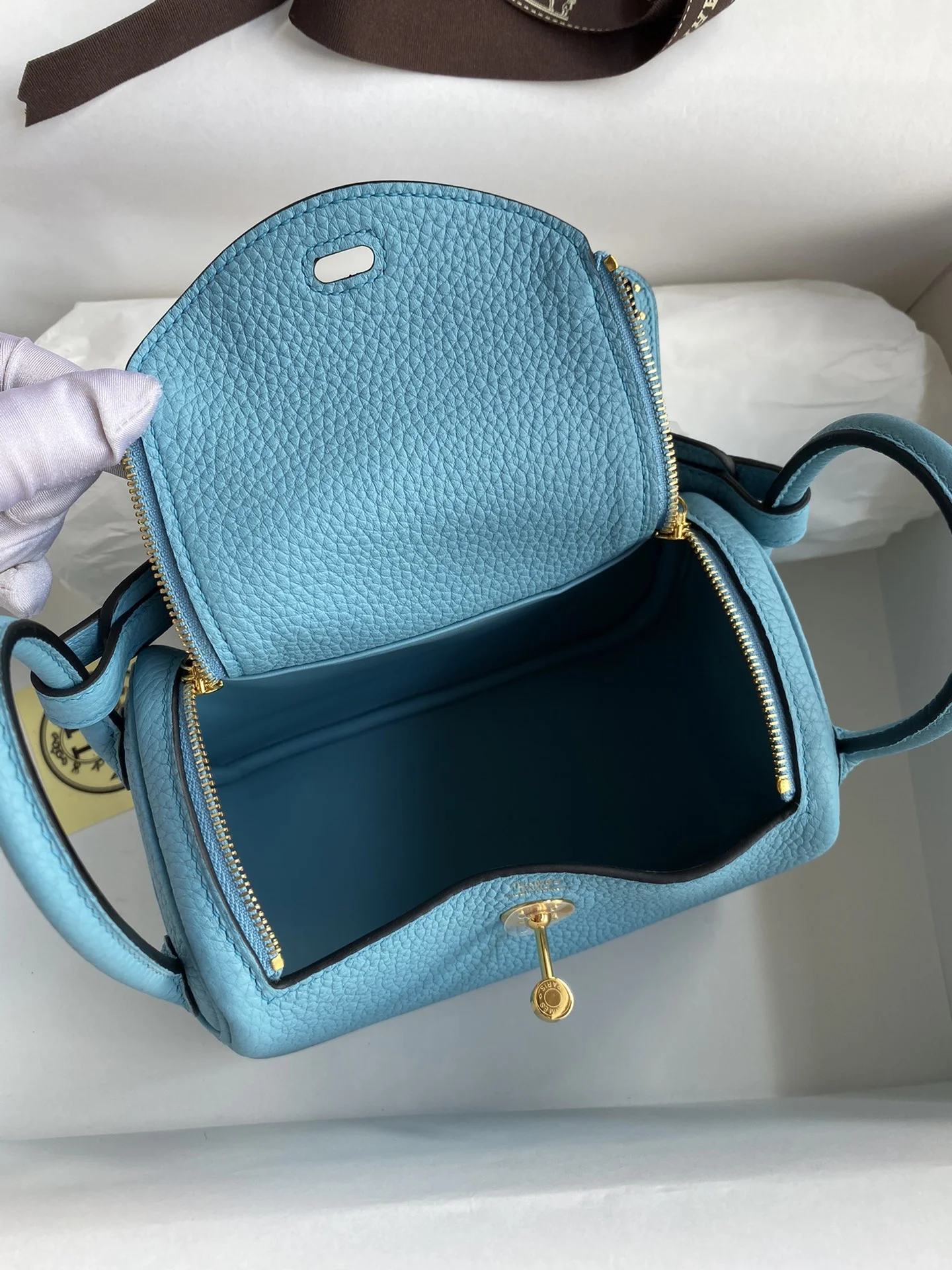 HERMES Shoulder Bags TC Leather (Blue-Gold) One Size H50202608090423 - Image 7