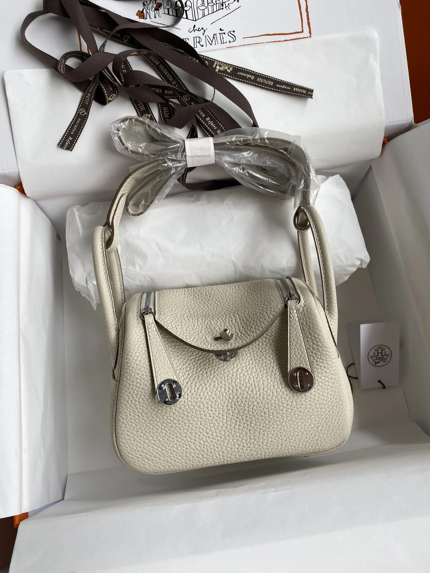 HERMES Shoulder Bags TC Leather (Cream-Silver) 19CM H50202608090394
