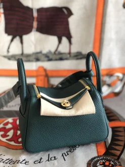 HERMES Shoulder Bags TC Leather (Green-Beige) 19CM H50202608090359