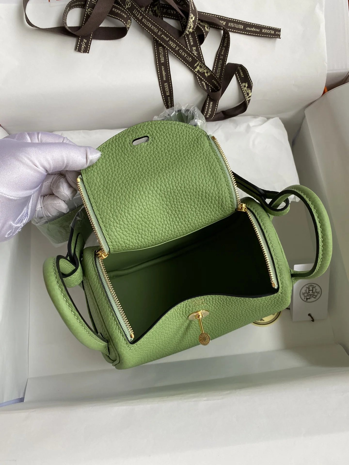 HERMES Shoulder Bags TC Leather (Green-Gold) 19CM H50202608090397 - Image 6