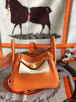 HERMES Shoulder Bags TC Leather (Orange-Gold) 19CM H50202608090363