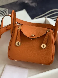 HERMES Shoulder Bags TC Leather (Orange-Gold) 19CM H50202608090367