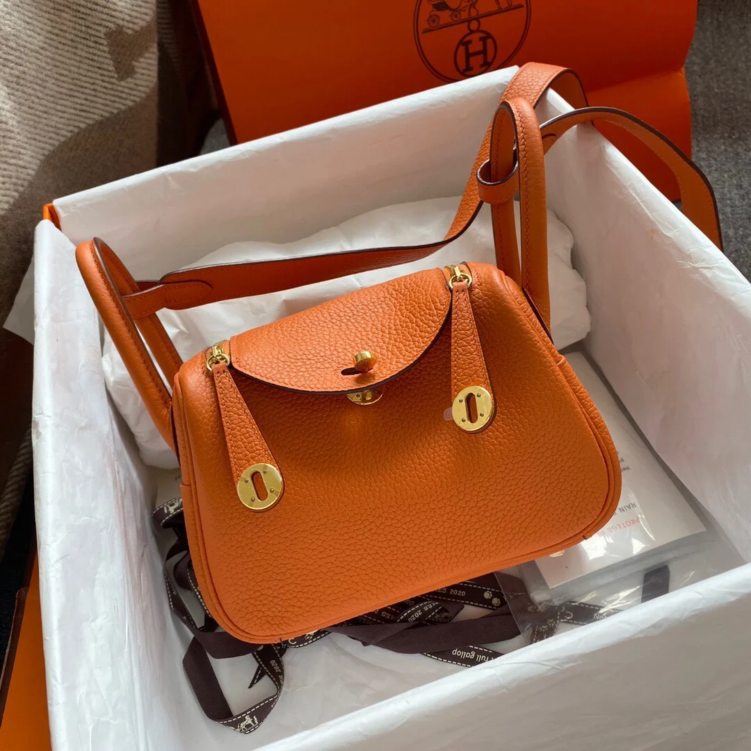 HERMES Shoulder Bags TC Leather (Orange-Gold) 19CM H50202608090384
