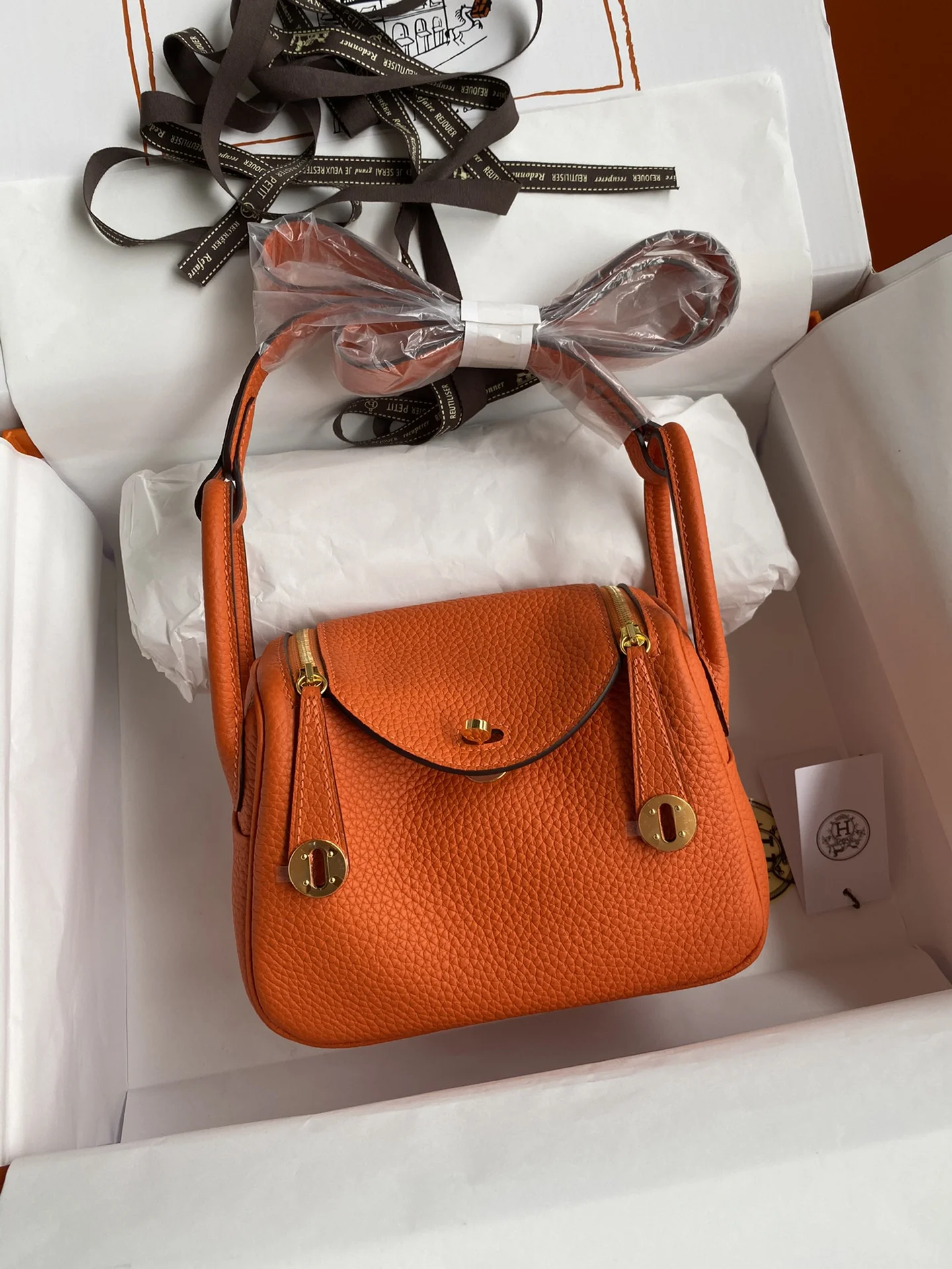 HERMES Shoulder Bags TC Leather (Orange-Gold) One Size H50202608090400