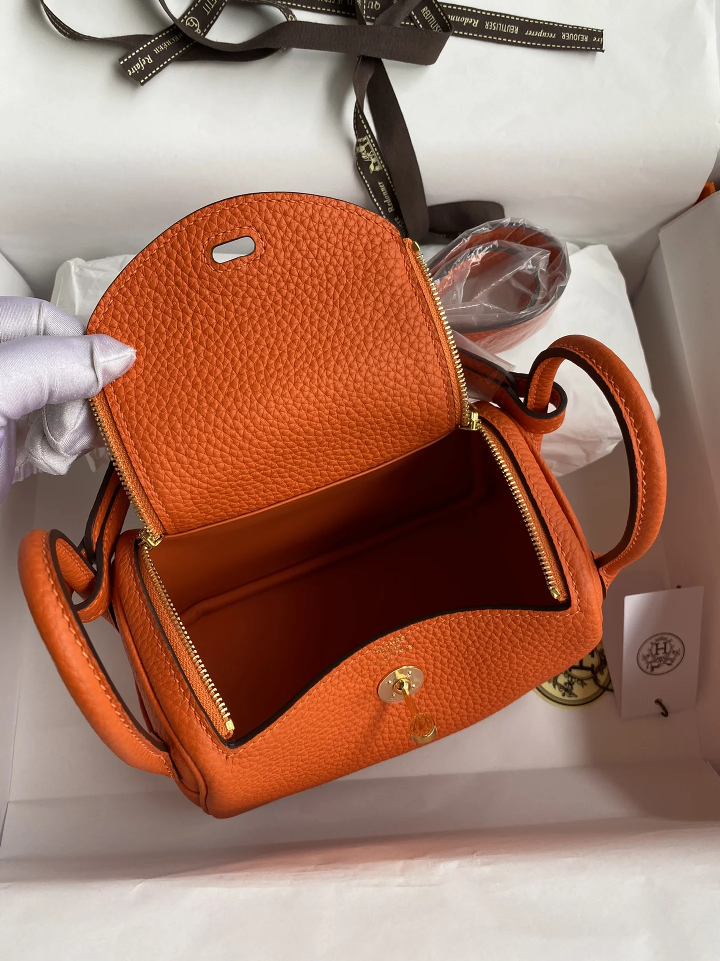 HERMES Shoulder Bags TC Leather (Orange-Gold) One Size H50202608090400 - Image 6