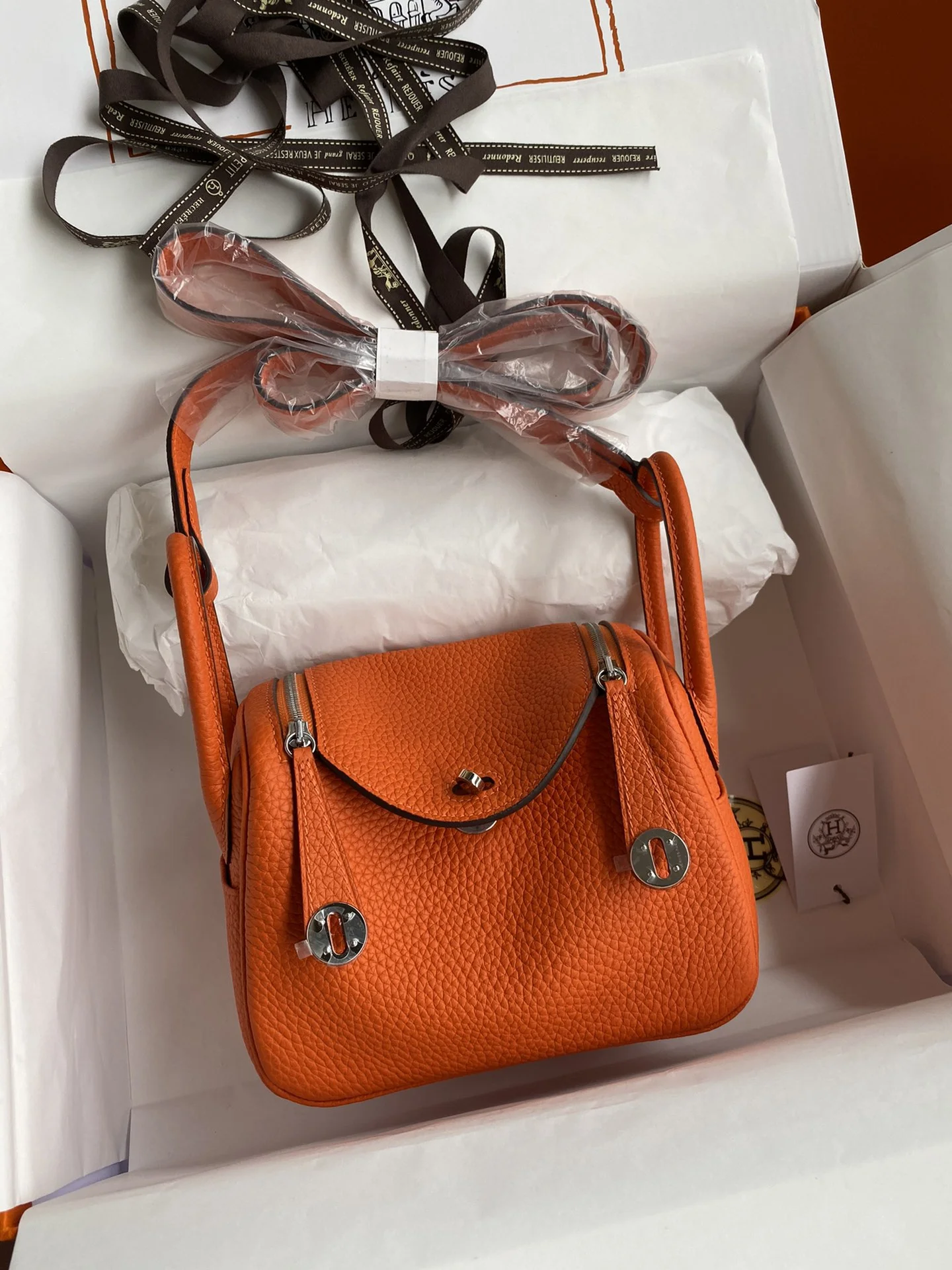 HERMES Shoulder Bags TC Leather (Orange-Silver) 19CM H50202608090399