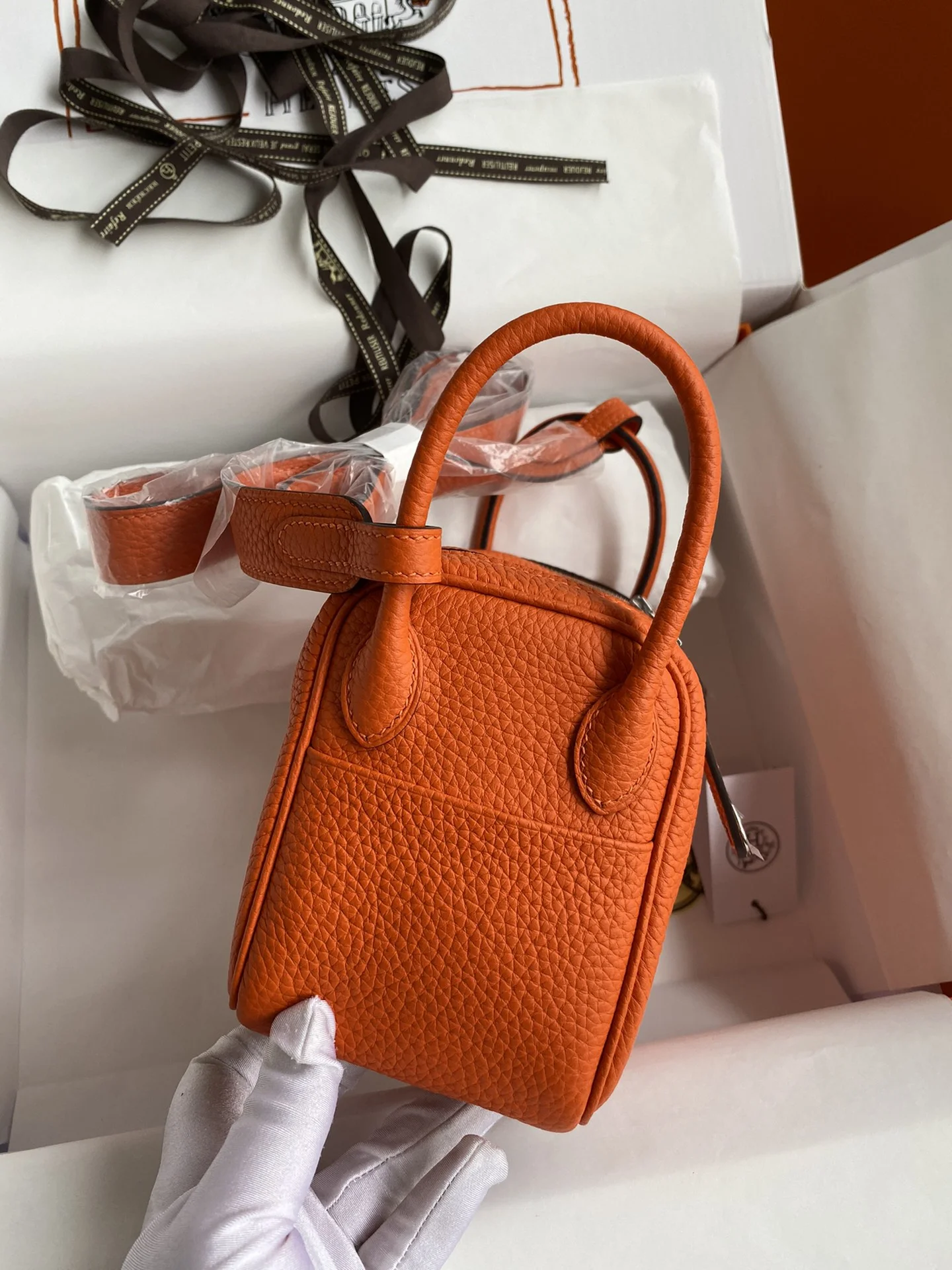 HERMES Shoulder Bags TC Leather (Orange-Silver) 19CM H50202608090399 - Image 2
