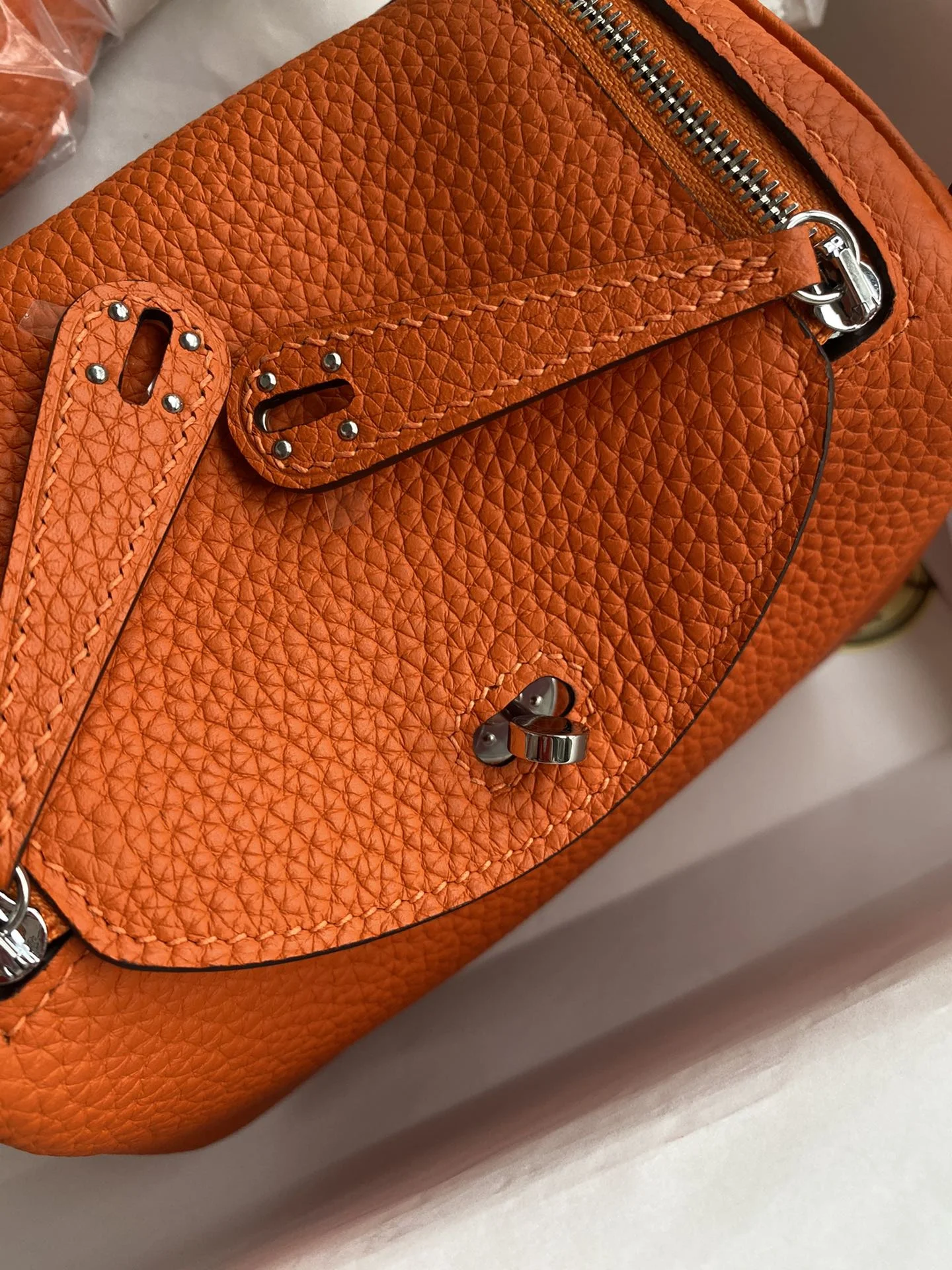 HERMES Shoulder Bags TC Leather (Orange-Silver) 19CM H50202608090399 - Image 5