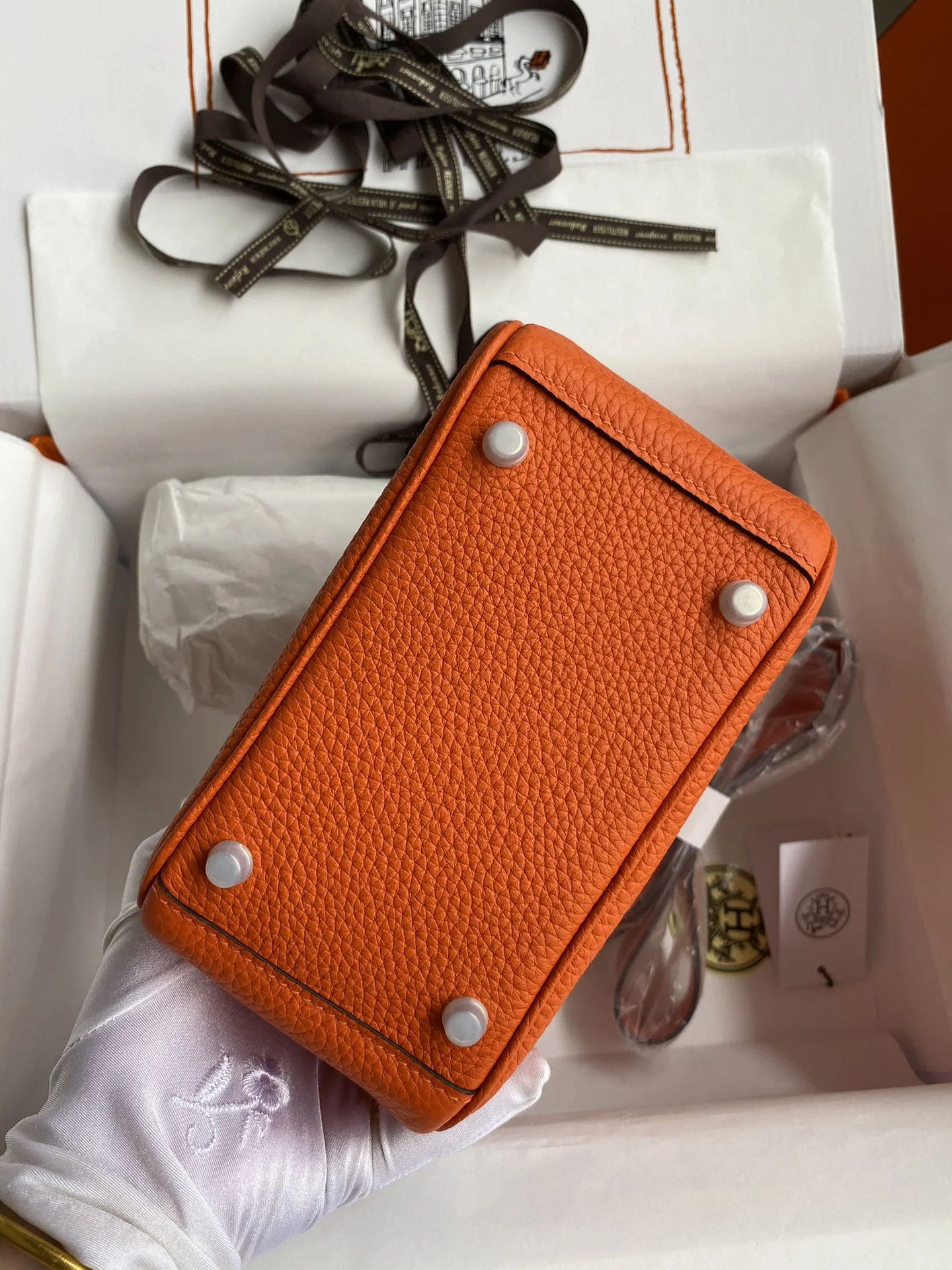 HERMES Shoulder Bags TC Leather (Orange-Silver) 19CM H50202608090399 - Image 8
