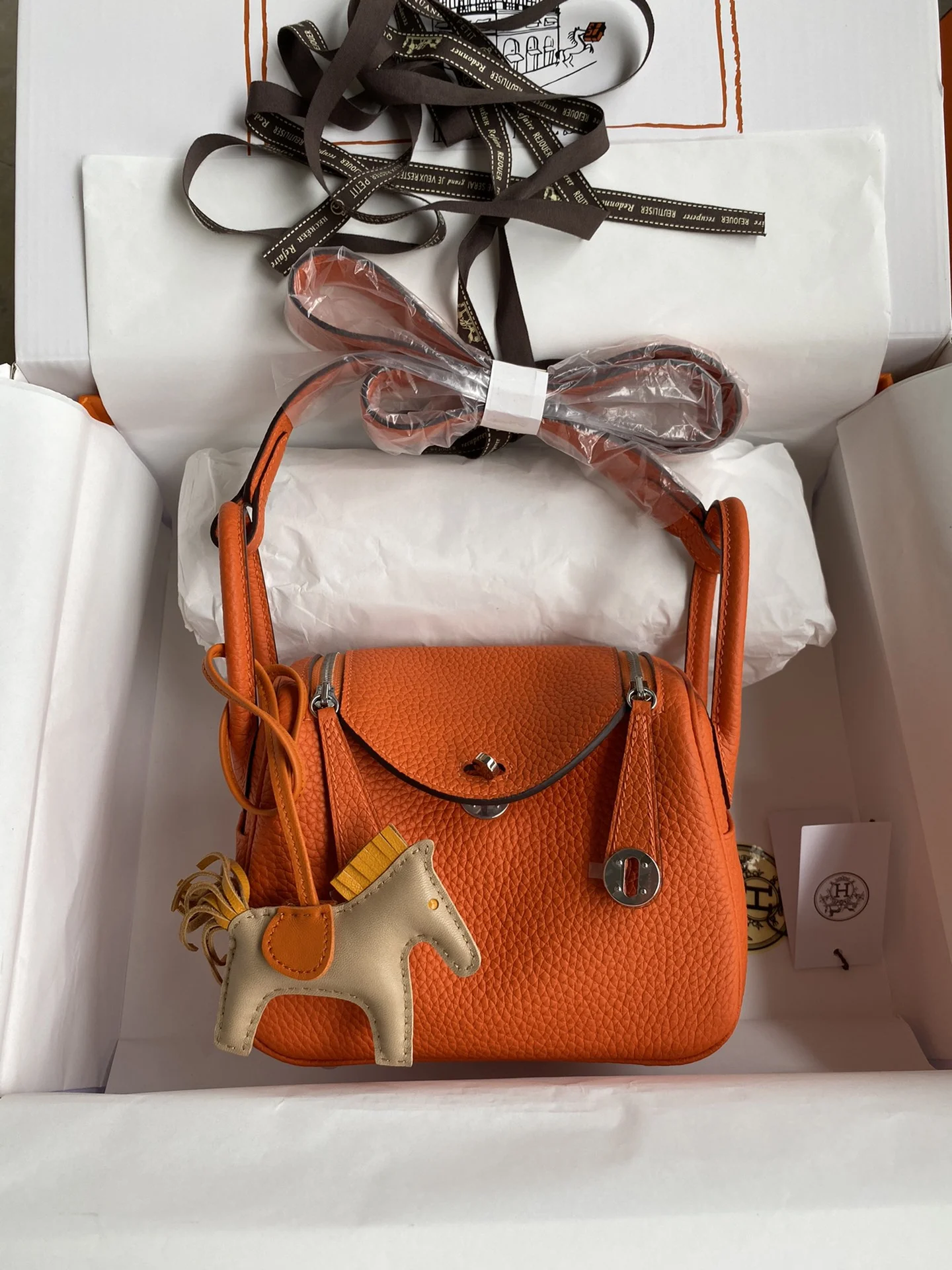 HERMES Shoulder Bags TC Leather (Orange-Silver) 19CM H50202608090399 - Image 9