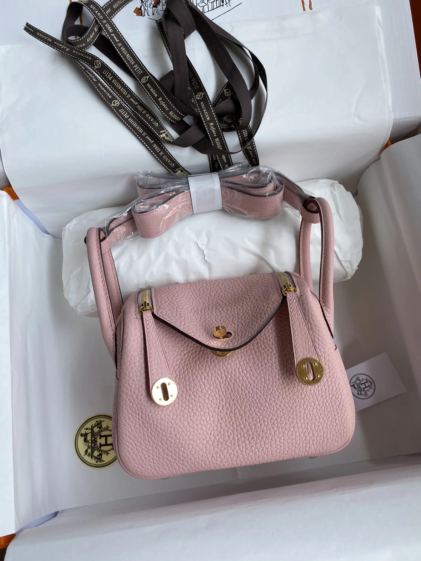 HERMES Shoulder Bags TC Leather (Pink-Gold) 19CM H50202608090412
