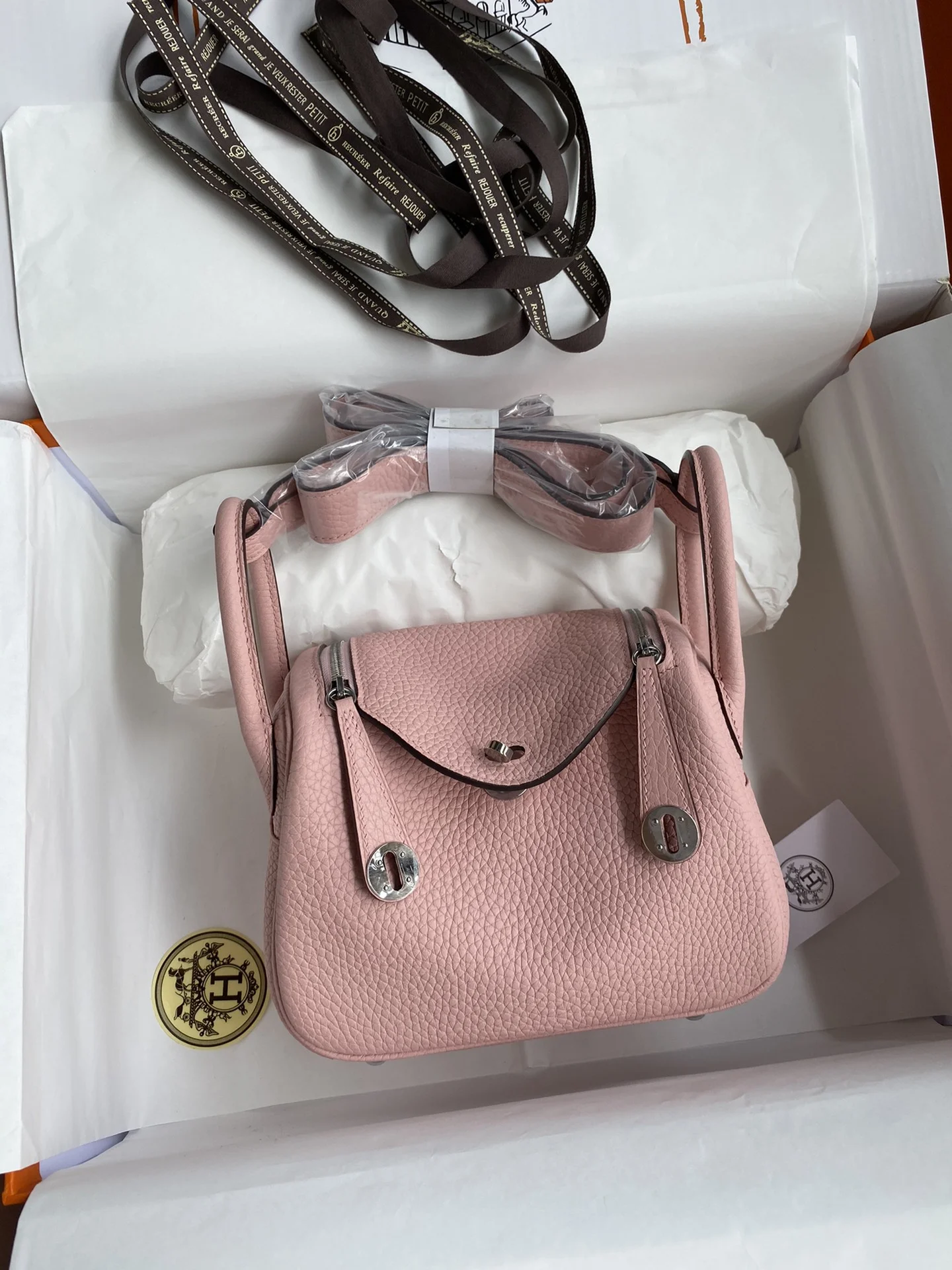 HERMES Shoulder Bags TC Leather (Pink-Silver) 19CM H50202608090411