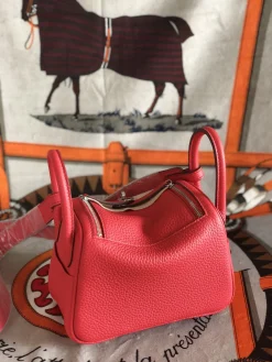 Alternative view of HERMES Shoulder Bags TC Leather (Red-Beige) 19CM H50202608090356