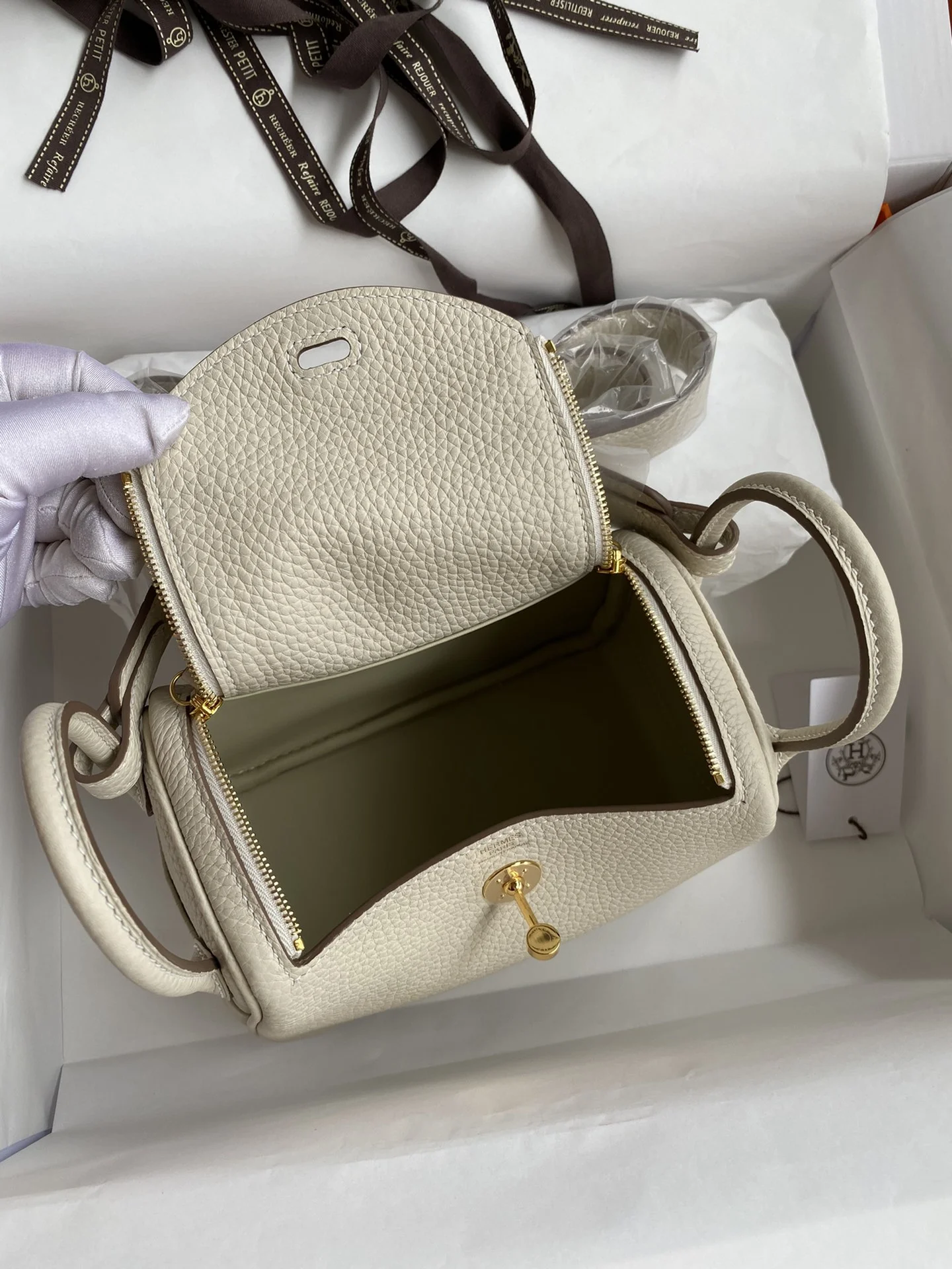 HERMES Shoulder Bags TC Leather (White-Gold) 19CM H50202608090393 - Image 6