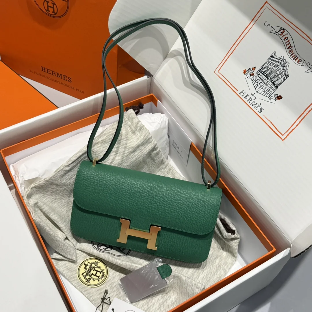HERMES Shoulder Bags Velvet (Green-Gold) 24X12X4CM A100202608090519