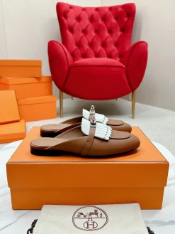 Alternative view of HERMES Slippers Calfskin Leather EU35-39 C10202608031862