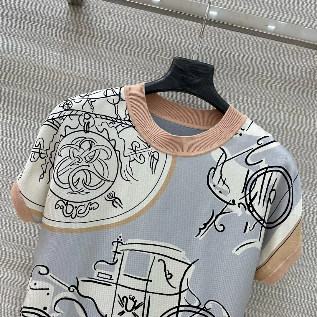 HERMES T-shirts Silk Wool S-L C55202608041119 - Image 2