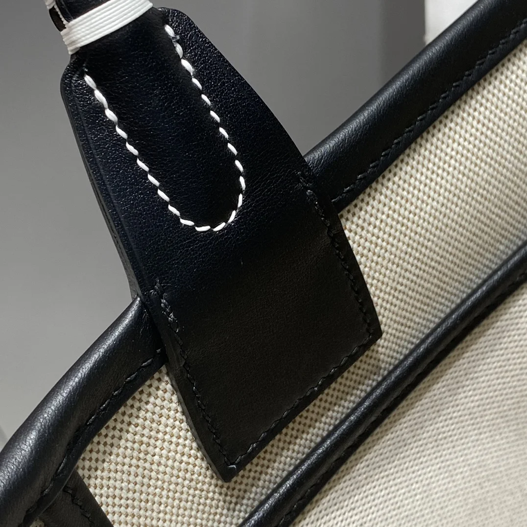 HERMES Top Handle Bags Canvas Calfskin (Beige-Blue) 25X23X15CM I50202608090677 - Image 8