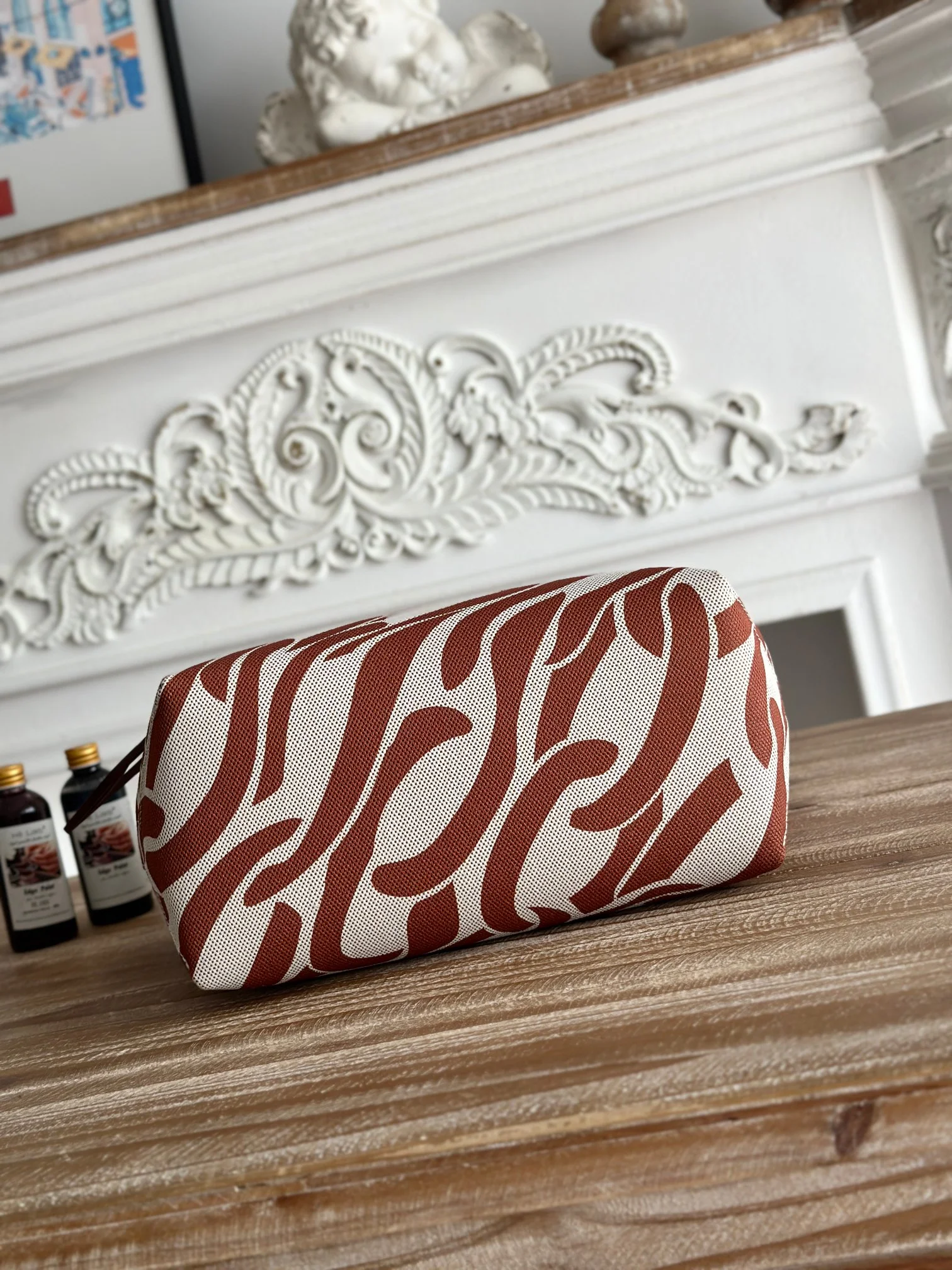 HERMES Top Handle Bags Canvas Calfskin (Brown-White) 25X23X15CM I50202608090658 - Image 5