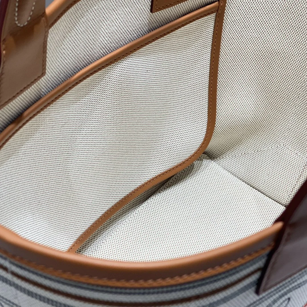 HERMES Top Handle Bags Canvas Leather (Cream-Brown) 25X23X15CM I50202608090687 - Image 6