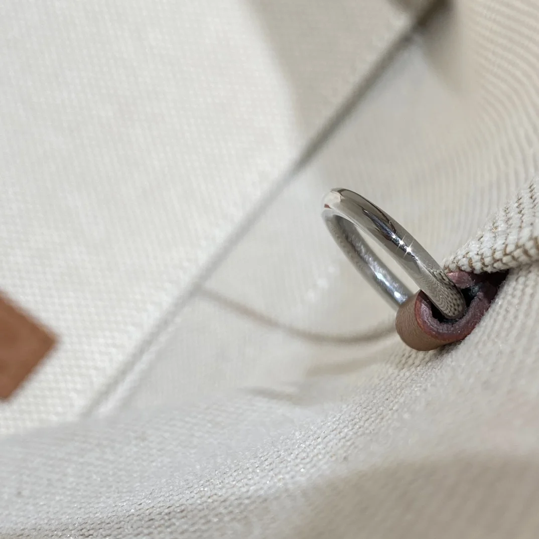HERMES Top Handle Bags Canvas Leather (Cream-Brown) 25X23X15CM I50202608090687 - Image 7
