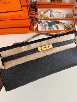 HERMES Top Handle Bags Epsom Leather (Black-Gold) 31CM H00202608091096