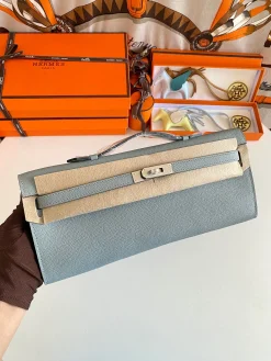 HERMES Top Handle Bags Epsom Leather (Blue-Beige) 31CM H00202608091087